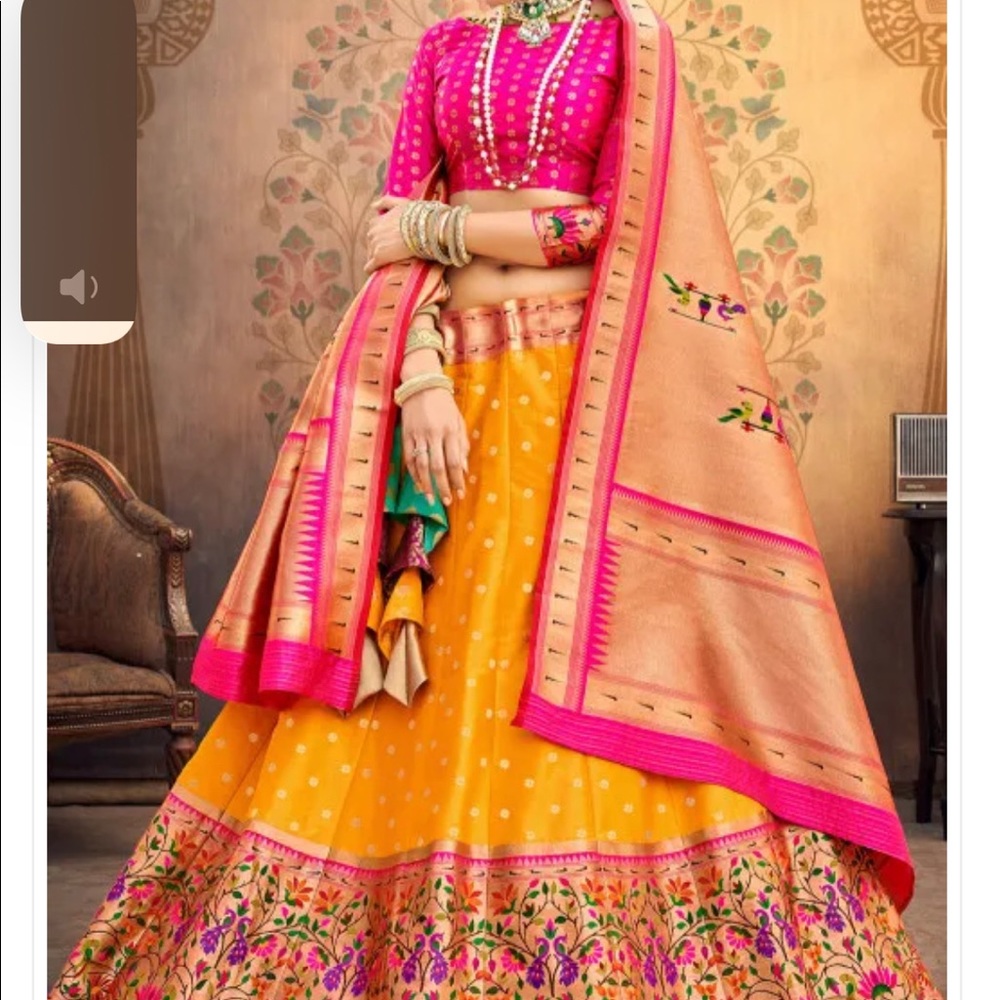 NWT Hot pink and orange lehenga choli